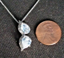 Silver 925 Necklace With 925FAS Horned Rimmed Glasses Pendant Crystal Lenses