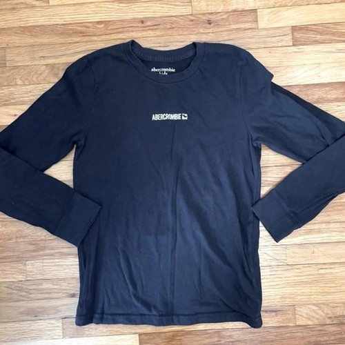 Abercrombie Kinder schwarzes Langarm Logo T-Shirt Größe 9/10