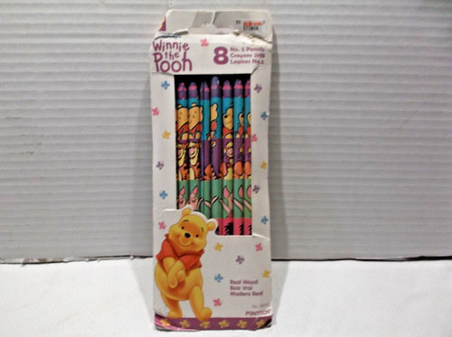 8 Disney Winnie The Pooh vintage n. 2 matite in vero legno 1999