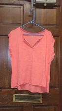 GAP Sleeveless Shirt Top Blouse V-Neck Salmon Pink Women's Size L Large