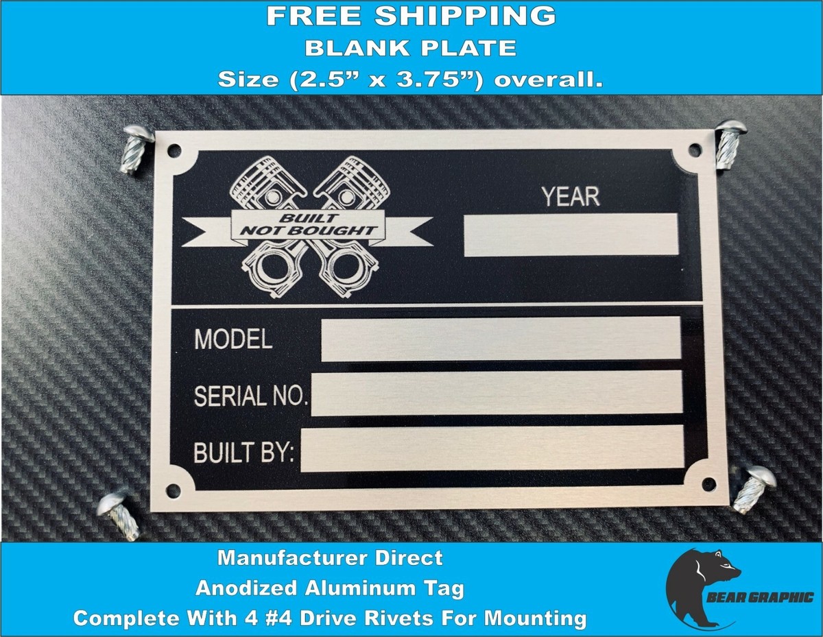 SERIAL NUMBER VIN ID DATA PLATE CUSTOM BUILT NOT BOUGHT (BLANK) + RIVETS - Foto 4