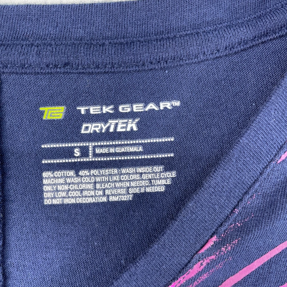 Camisa de entrenamiento Tek Gear para mujer talla pequeña azul marino rosa manga corta seca Tek Foto 3 de 4