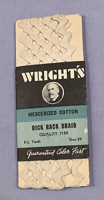Vintage Wright's Off White  Trims Rick Rack 2.5 yards Sewing Crafts Size 29