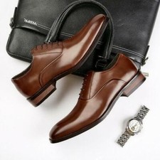 Men's Dress Shoes Business Leather Formal Wedding Lace Up Square Toe Casual New