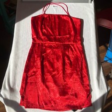 Pretty Little Thing Women’s Backless Chinese Mini Dress size 8 US, Glossy Dress