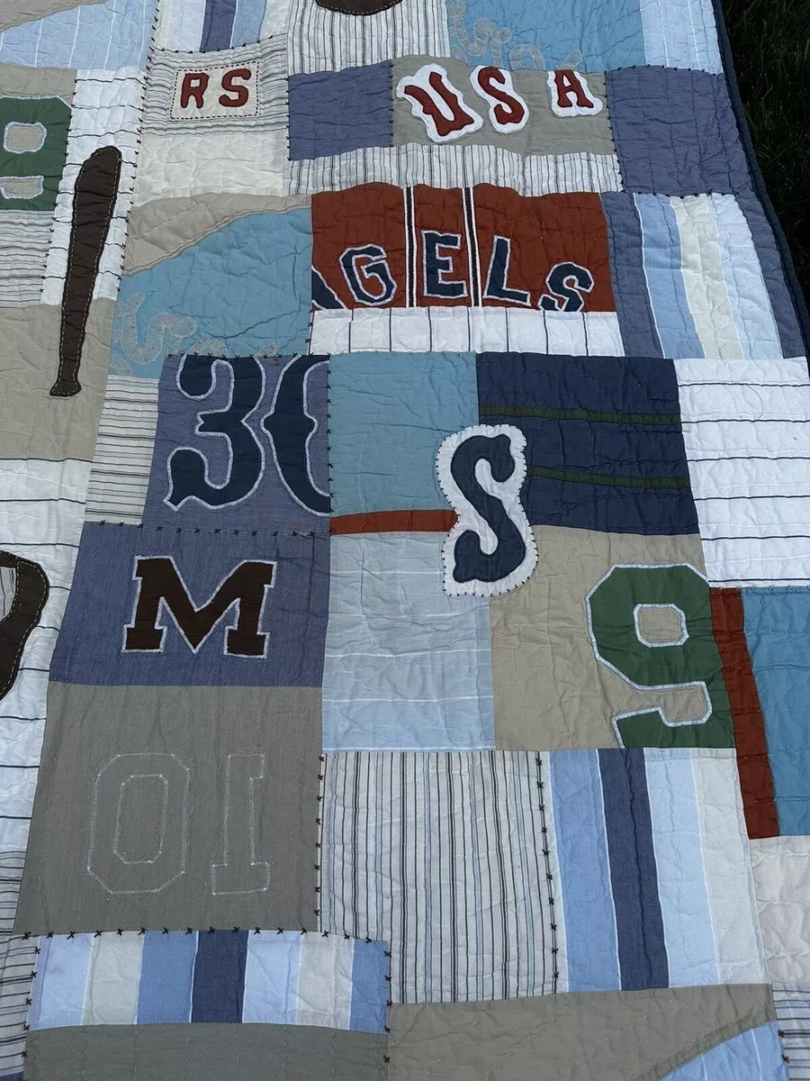 Pottery Barn Kids Home Run Baseball Quilt 64 x 84 and Standard