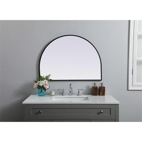 Elegant Decor Ayra 33x24" Arch Modern MDF Wood/Iron Mirror in Black - Picture 2 of 9