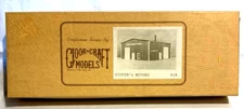 Vintage New HO Gloor-Craft Models "STOVERS MOTORS" wood kit in original box.