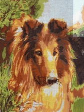 Needlepoint Painted Canvas Gobelin Dog. 16"x20" 10466 by Collection D'Art