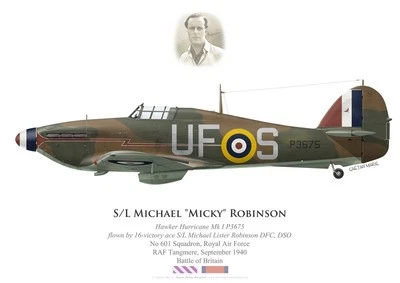 Print Hurricane Mk I, S/L Robinson DFC, 601 Squadron RAF, 1940 (by G. Marie)