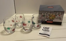4 Pfaltzgraff Taffy Candy Christmas Double Old Fashion Glasses 2006 247-841-00