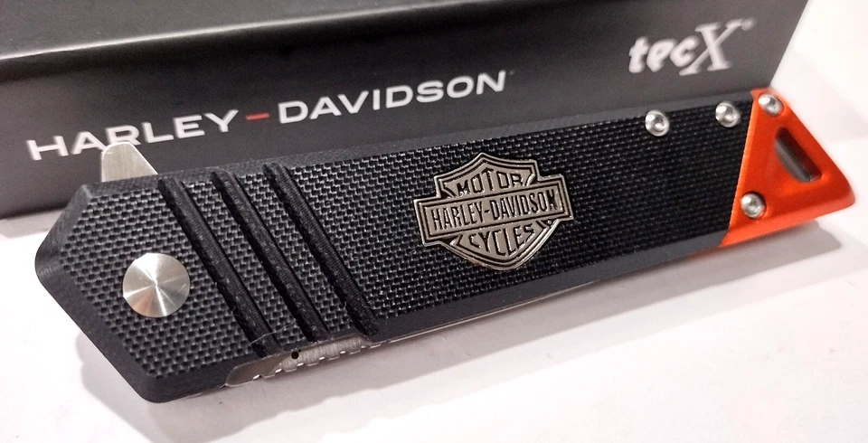 Case Cutlery XX Harley Davidson Tec X Linerlock Black Orange Folding Knife 52272 - Image 3 of 4