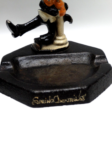 Vtg Original Cast Iron John Wright Co Ashtray Opener Drunk Man Holding Lamp Post - Picture 3 of 11
