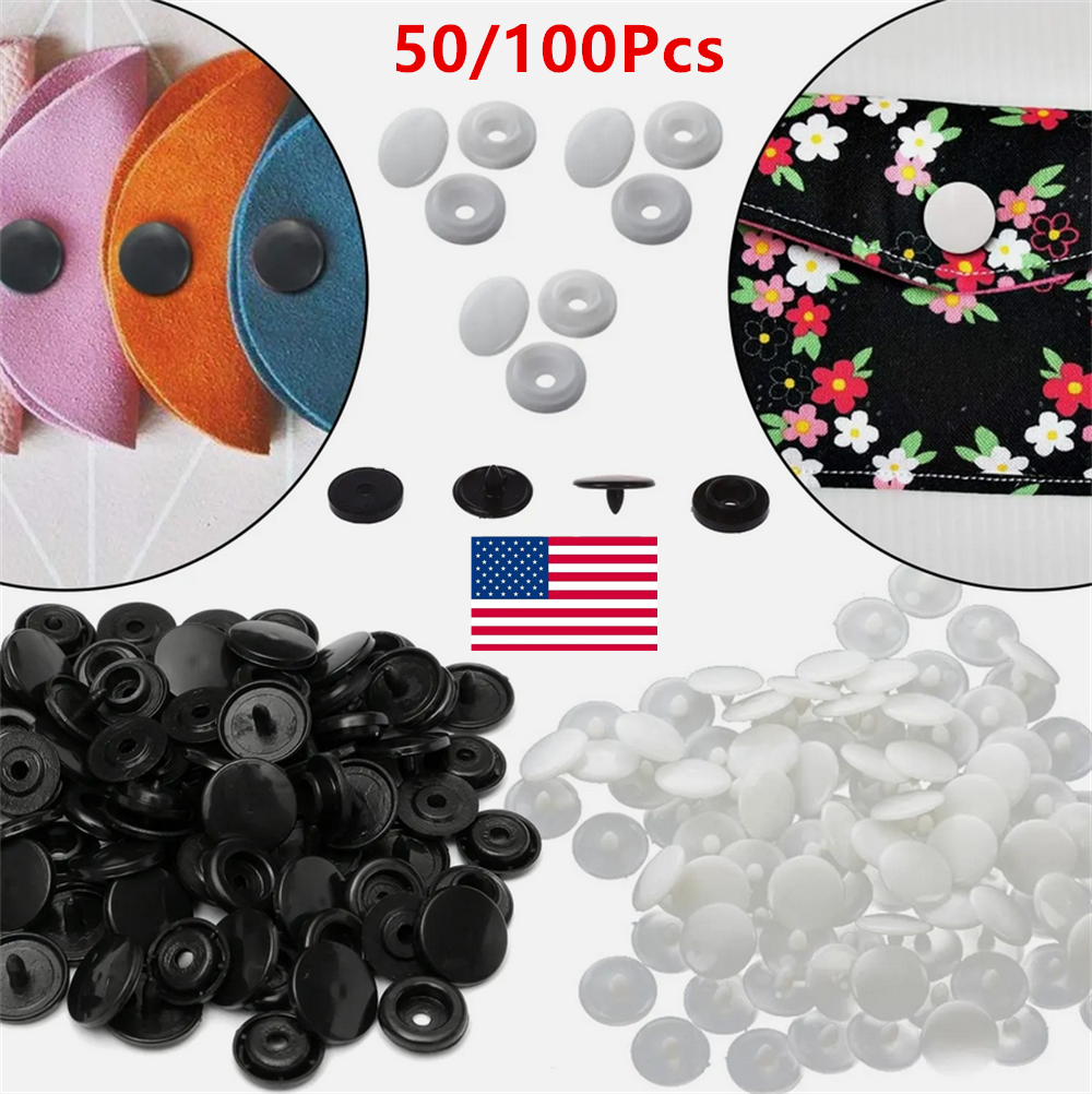 50/100 Sets Kam Snaps Size T3 T5 s Plastic Poppers Fasteners Press Studs