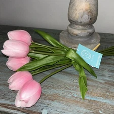 Set 7 NEW Martha Stewart artificial REAL TOUCH TULIPS Pink