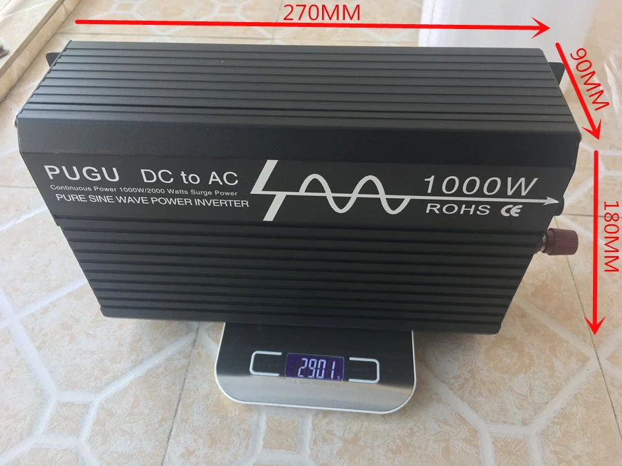 1000W Pure Sine Wave Power Inverter 12V/24V/48V to 120V/220V LCD Display USB - Image 4 of 4