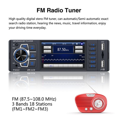 3.8" Single 1 din Car Stereo Radio Mirror link Bluetooth Touch Screen MP5 Player - Picture 2 of 19