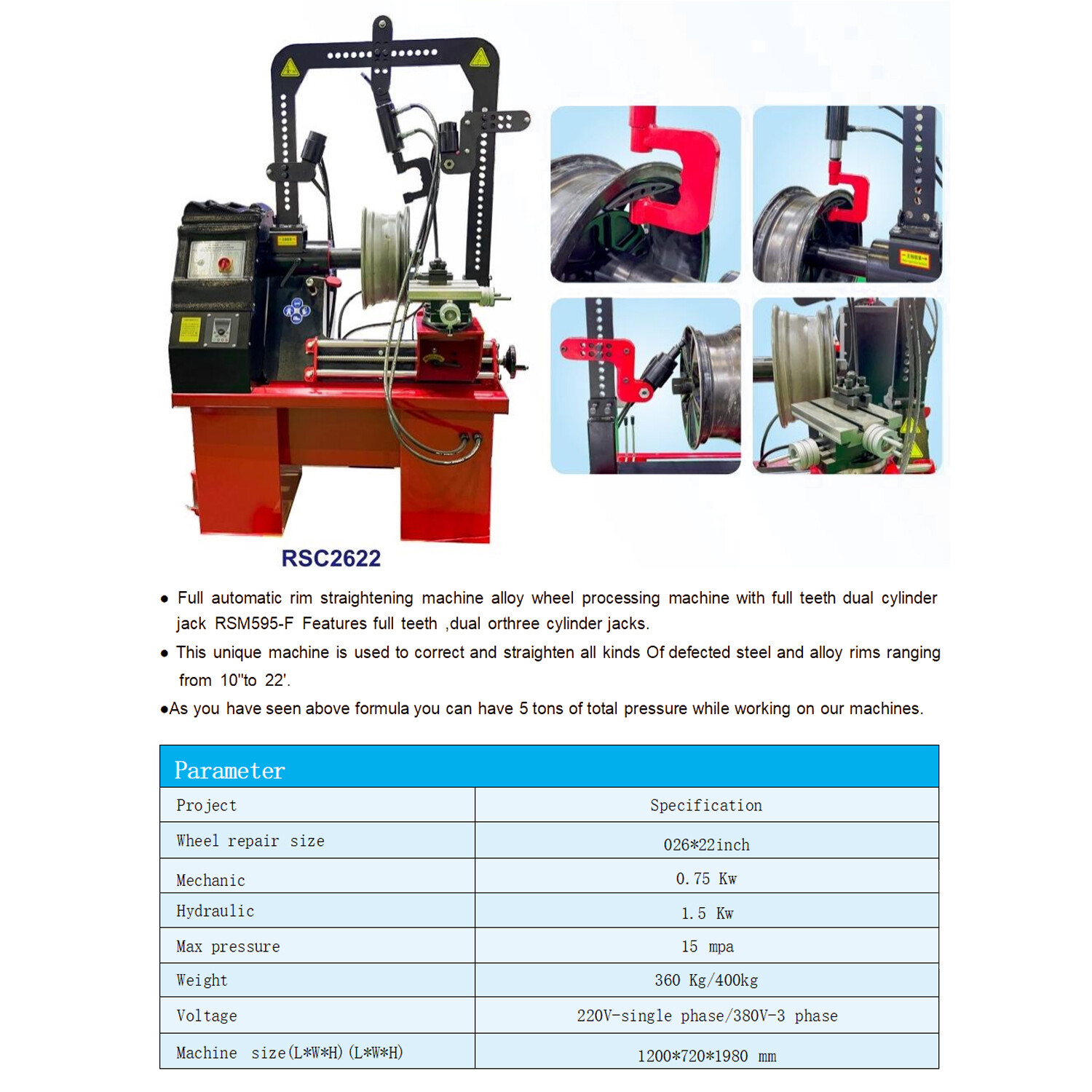 Aluminum-Rim Straightening Machine Auto Repair Equipment Wheel Repair