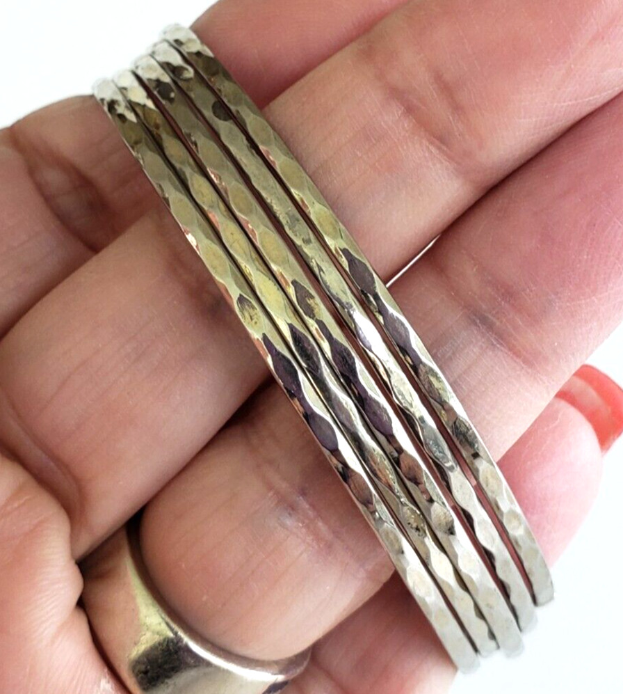 5 Vintage Thin Diamond Pattern Silver Tone 8" Ban… - image 4