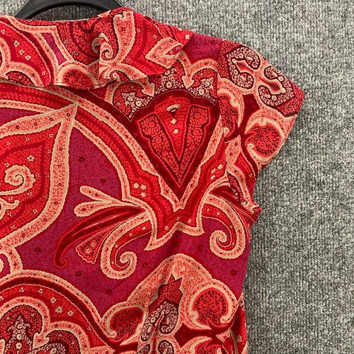 Victoria Secret Blouse Medium Red Paisley Ruffle 90s Fairy Cottage Y2K Festival - Picture 7 of 11