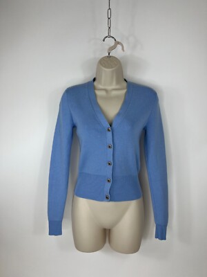 CAbi 5140 ocean blue cardigan open back button up preppy work casual  lightweight