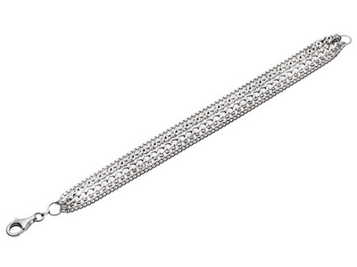 Made in Italy Rhodium über 925 Sterlingsilber fünf Strang Ketten Armband 8''