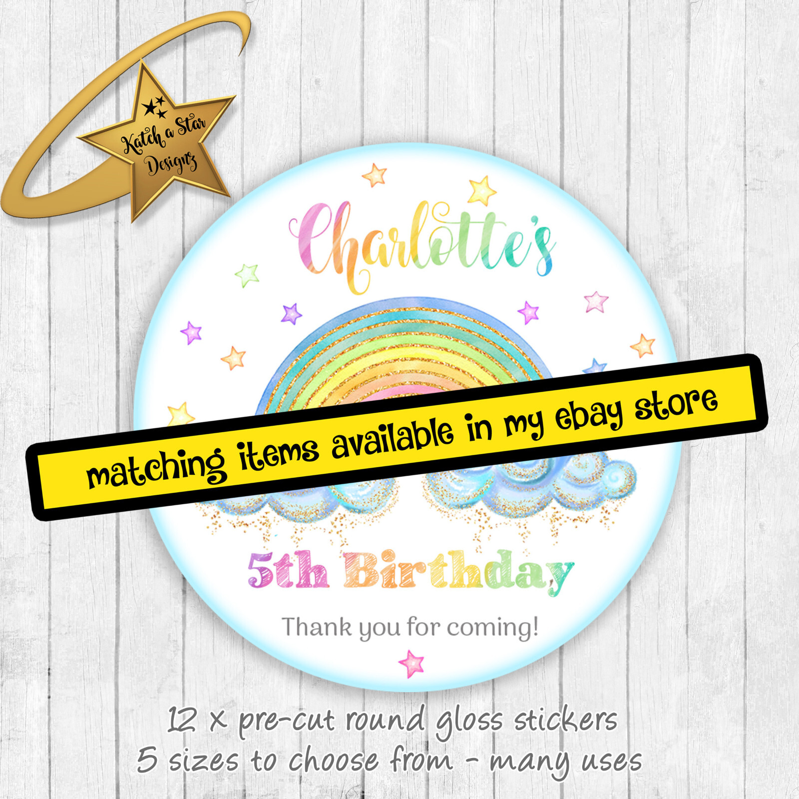RAINBOW STARS PERSONALISED BIRTHDAY PARTY INVITATIONS eBay