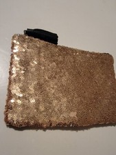 Ipsy Makeup Mini Hand Bag Bronze Sequins Black