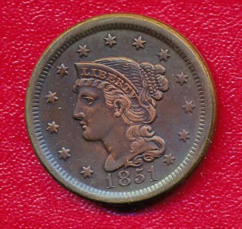 1851 BRAIDED HAIR LARGE CENT **CHOICE UNCIRCULATED** FREE SHIPPING!! - Picture 1 of 2