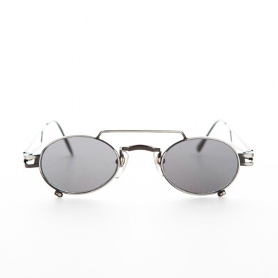 Small Gunmetal Steampunk Aviator with Oval Gray Lens -The Professor