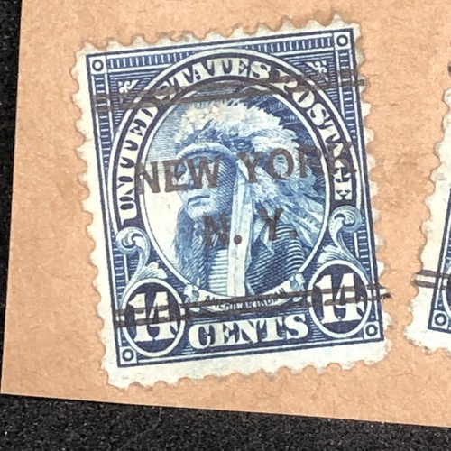 1923 U.S. 14c American Indian Briefmarke Vierzehn Cent New York Vorabstornierung - Bild 2 von 3