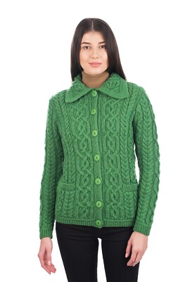 Cardigan Maglioni Irlandesi SAOL Irish Cardigan Sweater Women's