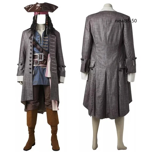 Pirates of the Caribbean Captain Cosplay Costume Suit Jack Sparrow Halloween