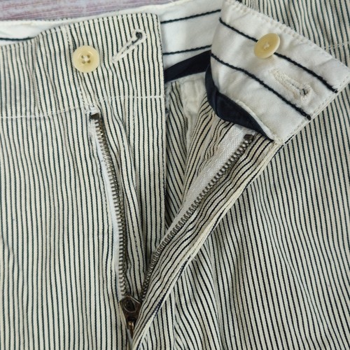 Men's VTG Polo Ralph Lauren Cotton Shorts Cream Navy Stripe Size 36 - Picture 10 of 13