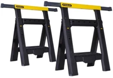 Stanley Sawhorse Adjustable Folding Plastic Set 1000 lb Heavy Duty Work 2-Pack