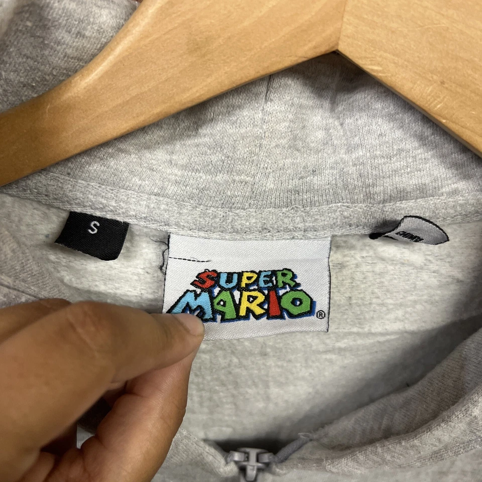 2009 Nintendo Mario and Luigi Para hombres Gris Pequeña Sudadera con Capucha Cremallera T29 Foto 2 de 3