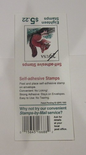 Booklet Scott 2489a 29 Cent Red Squirrel Self Adhesive MNH $5.22 FV - Picture 2 of 2