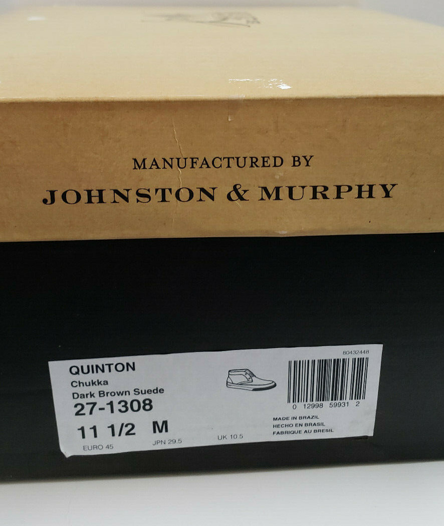 k New, Authentic Johnston & Murphy Men's Suede Chukka Boots, Dark
