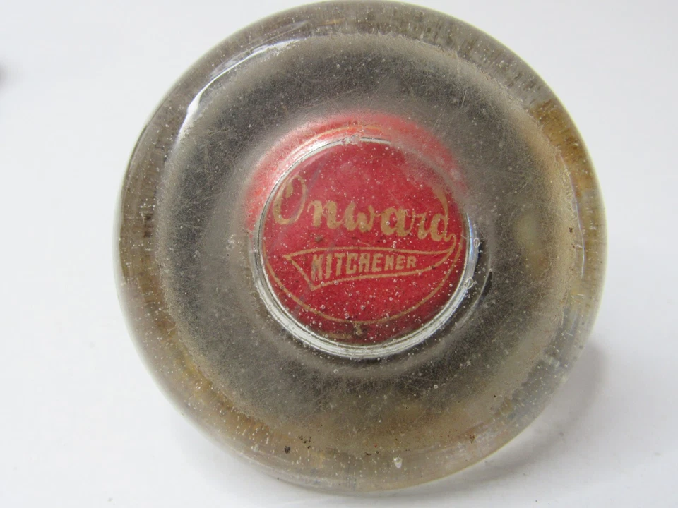 5 Antique Vintage Furniture Glass Floor Glide Coasters Onward 2 1/8" Dia #P11 - Image 3 of 4