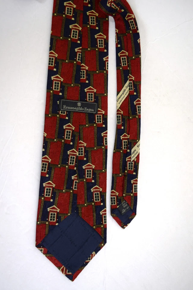 Corbata para hombre ERMENEGILDO ZEGNA roja azul rica inmobiliaria Navidad corbata para el cuello Foto 3 de 4