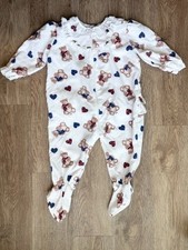 Vintage Lanz of Salzburg Bear Print Zip Pajamas Toddler Girls Size 2T