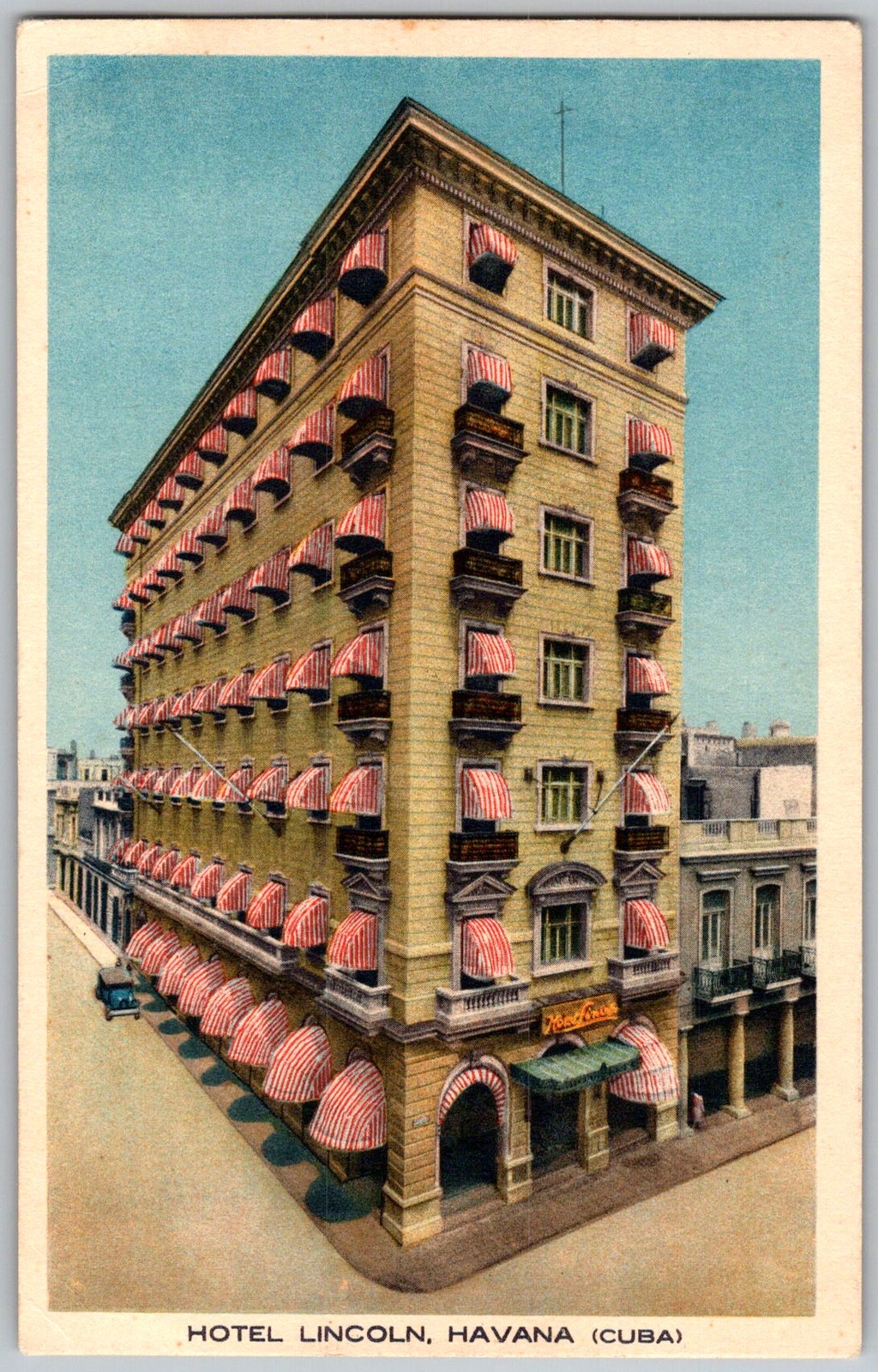 Antique Postcard Hotel Lincoln Facade Havana, Cuba 1920s