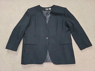 REQUIREMENTS Vintage 100% Wool Black Blazer Womens Jacket Size 14