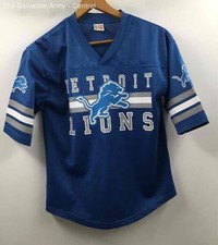 NFL Boys Blue Detroit Lions Football Short Sleeve Pullover Jersey Size Small