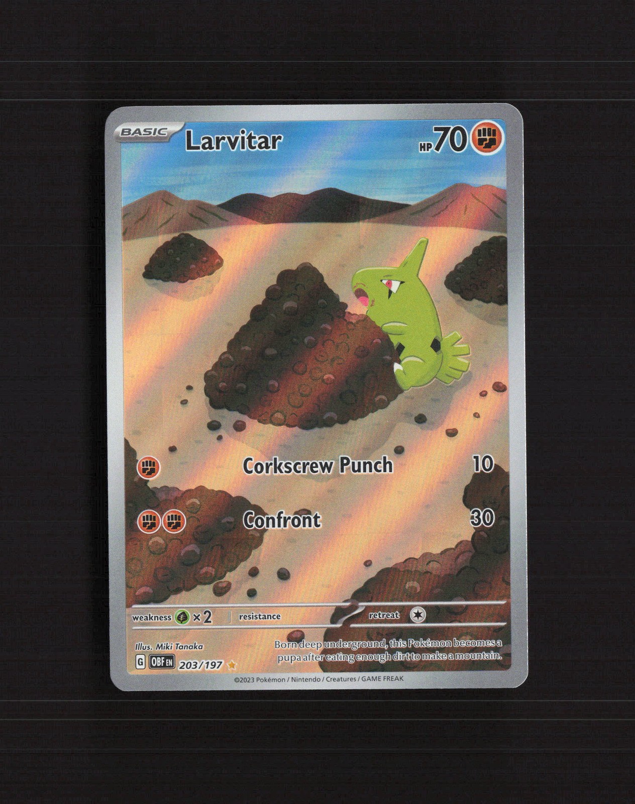 Larvitar 203/197 Obsidian Flames Full Art Ultra Rare Holo Pokemon Card LP+