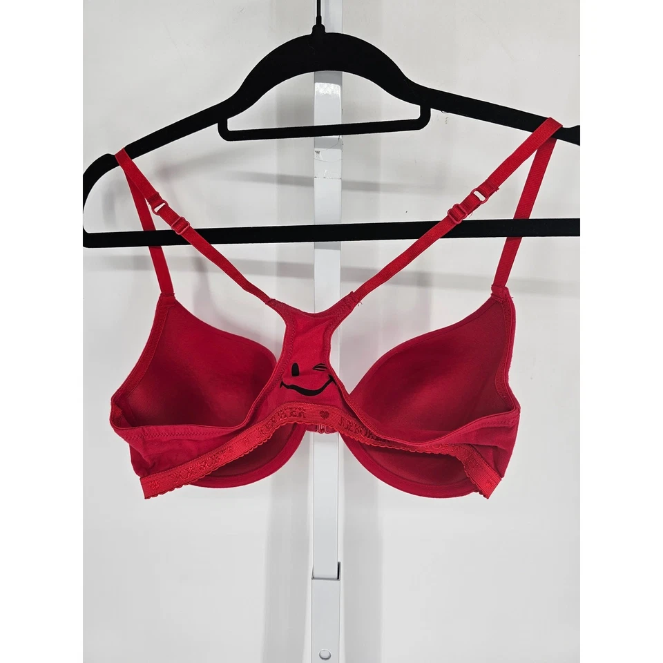 Camiseta sujetador vintage Y2K Joe Boxer para mujer talla 36C cierre frontal rojo negro Foto 3 de 4