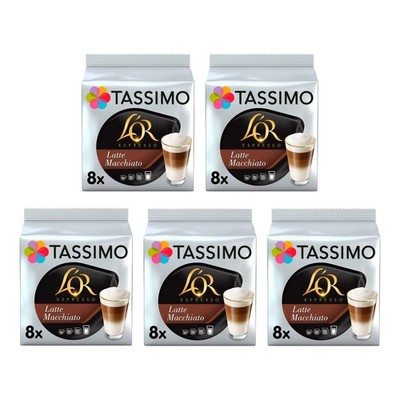 Tassimo L'OR Latte Macchiato Coffee Pods , 8 Count ( Pack of 5), (40 drinks