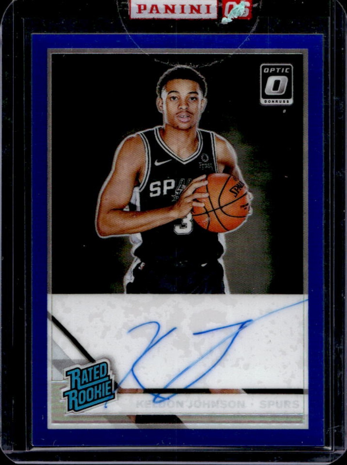 2019-20 Donruss Optic Keldon Johnson Rated Rookie Blue RC Auto #28/49 Spurs