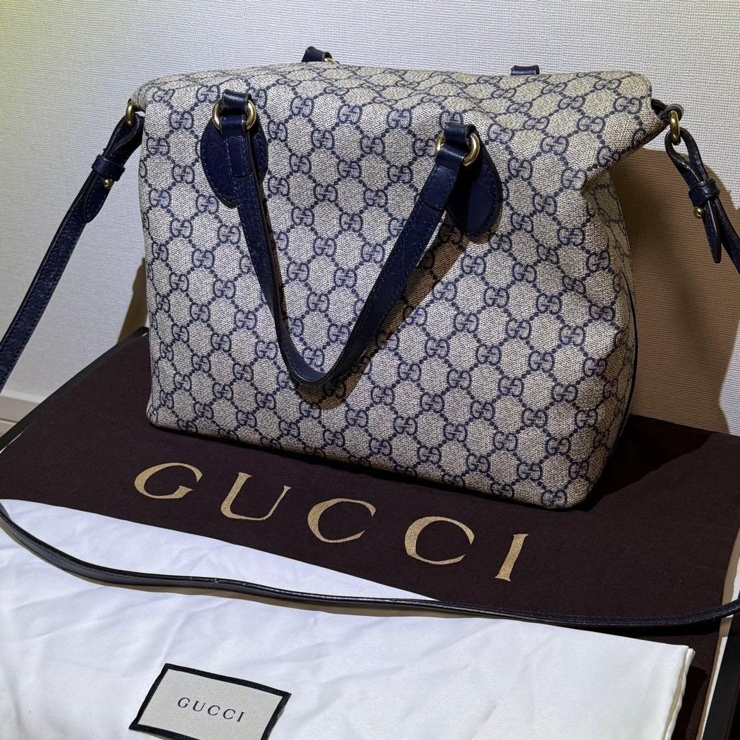 バッグ GUCCI one shoulder bag GG logo Web line GUCCI GG Logo Shoulder Bag Navy PVC Leather 429147 493075 | eBay