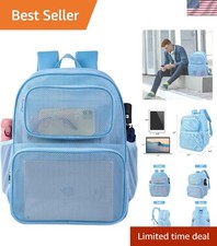 Mesh Backpack for School, Heavy Duty Mesh Bookbag  Semi-Transparent Back Pac...